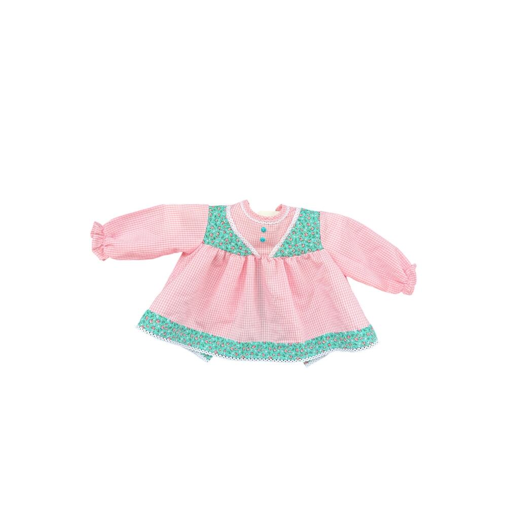 Vintage Toddle Time JC Penney Baby Girl Pink Gingham Smock Top Dress 6-9 Mos